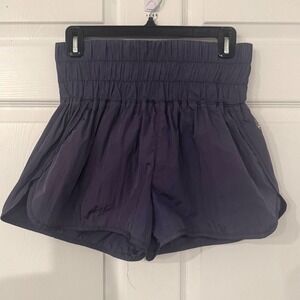 Free People FP Movement The Way Home Shorts Purple High Waist Smocked Medium